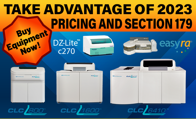 Take advantage of 2023 pricing and section 179 on clinical chemistry analyzers from CLC