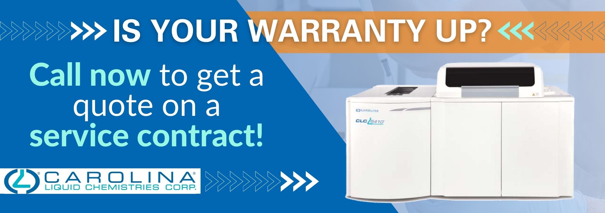 Is your chemistry analyzer warranty up? Get a quote from CLC for a service contract.