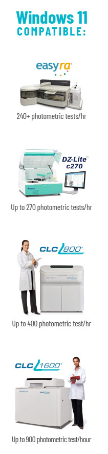 Windows 11-compatible clinical chemistry analyzers